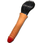 Orange silikon haarbürste diablo picante mit schwarzen borsten und penis an der spitze