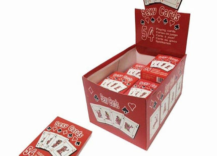 Roter karton für sexy cards spielkarten mit roten und weißen illustrationen vorne diablo picante kamasutra pokerdeck
