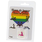 Weißes plastikwürfel mit pinker silhouette in intimer pose im clear und weißen blister für diablo picante kamasutra würfel der haltungen für mädchen lgbt