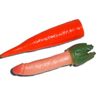Oranger und pinkfarbener silikon-karottenpenis diabolo picante mit grünem blatt oben als erwachsenenspielzeug