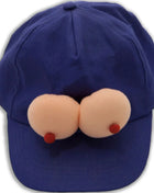 Diablo picante mütze mit blaumeise navy blaue baseballkappe mit zwei plüschigen, pfirsichfarbenen, brustwarzenähnlichen applikationen