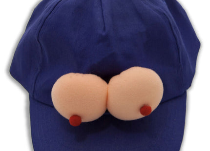 Diablo picante mütze mit blaumeise navy blaue baseballkappe mit zwei plüschigen, pfirsichfarbenen, brustwarzenähnlichen applikationen