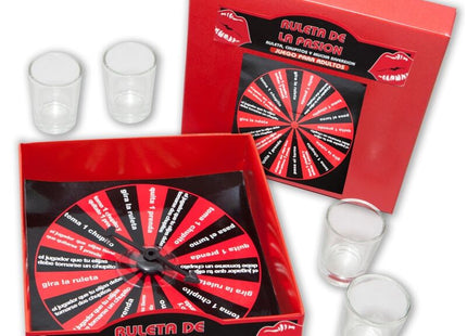 Rotes und schwarzes ruleta de la pasión erwachsenenspielrad mit drehmechanismus und spanischem text für diablo picante passion roulette shots spiel