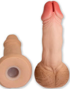 Beige silikon penis-sparadose diablo picante mit realistischer hautstruktur und abgerundetem sockel