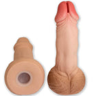 Beige silikon penis-sparadose diablo picante mit realistischer hautstruktur und abgerundetem sockel