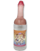 Pink silikonflasche in penisform mit tanzenden cartoonfiguren auf dem etikett diabolo picante 750 ml