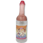 Pink silikonflasche in penisform mit tanzenden cartoonfiguren auf dem etikett diabolo picante 750 ml