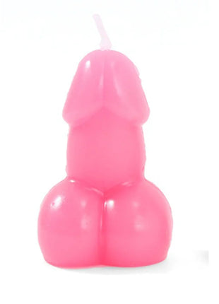 Diablo picante penisförmige kerze in fuchsia mit glattem wachs und weißem docht auf der oberseite