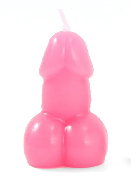 Diablo picante penisförmige kerze in fuchsia mit glattem wachs und weißem docht auf der oberseite
