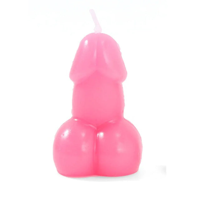 Diablo picante penisförmige kerze in fuchsia mit glattem wachs und weißem docht auf der oberseite