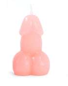Diablo picante pink glänzende penisförmige kerze mit abgerundeten konturen und weißem docht oben
