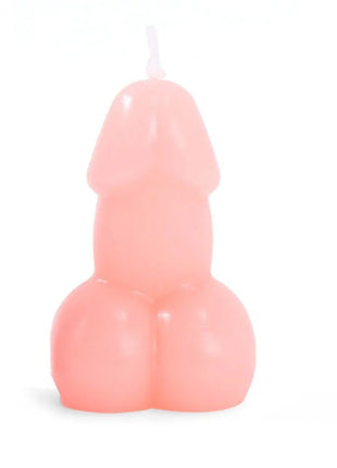 Diablo picante pink glänzende penisförmige kerze mit abgerundeten konturen und weißem docht oben