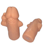 Peachfarbene silikon salz und pfefferstreuer in penisform mit lächelnden gesichtern aus der serie diablo picante
