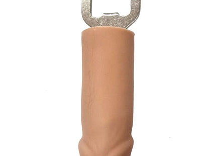 Beiger silikon-flaschenöffner mit metallischem silberdeckel in penisförmigem design aus gummi diablo picante