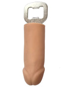 Beiger silikon-flaschenöffner mit metallischem silberdeckel in penisförmigem design aus gummi diablo picante