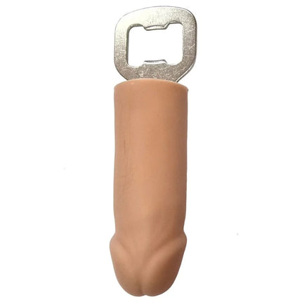 Beiger silikon-flaschenöffner mit metallischem silberdeckel in penisförmigem design aus gummi diablo picante