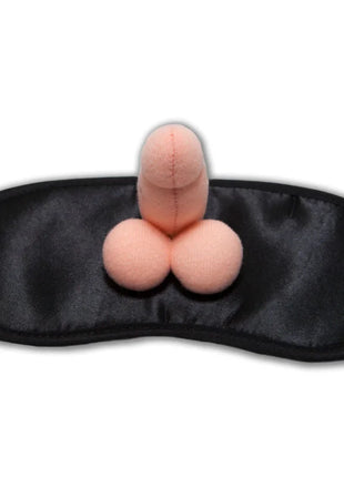 Rosa plüschspielzeug auf schwarzer satin-augenmaske in diablo picante penismaske für erotische spiele