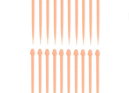 Set aus 20 pfirsichfarbenen plastik penisspinnenstäbchen mit abgerundeten, zugespitzten enden für fleisch
