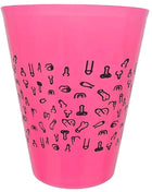 Hellrosa plastikbecher 500 ml mit schwarzen doodle-stil penis mustern diablo picante fuchsia cup