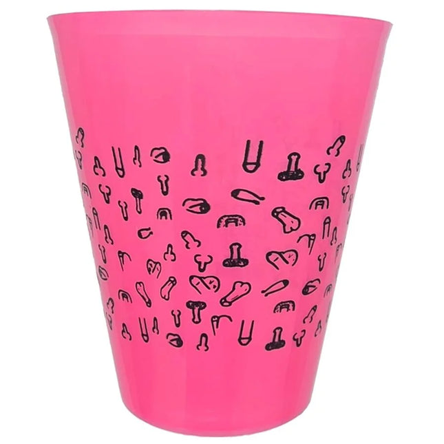 Hellrosa plastikbecher 500 ml mit schwarzen doodle-stil penis mustern diablo picante fuchsia cup
