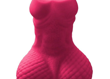 Vibrantes rosa silikon-hundespielzeug geformt wie männliche anatomie mit strukturiertem, gerilltem unterteil namens diablo picante pink penis schnapsglas