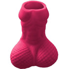Vibrantes rosa silikon-hundespielzeug geformt wie männliche anatomie mit strukturiertem, gerilltem unterteil namens diablo picante pink penis schnapsglas