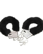 Diablo picante pleasure furry handschellen schwarz schwarze kunstpelz handschellen mit silbernen metallschlössern und schlüsseln