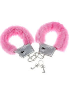 Diablo picante pleasure pelzhandschellen rosa mit pinken flauschigen pelz und silbernen metallverschlüssen und schlüsseln