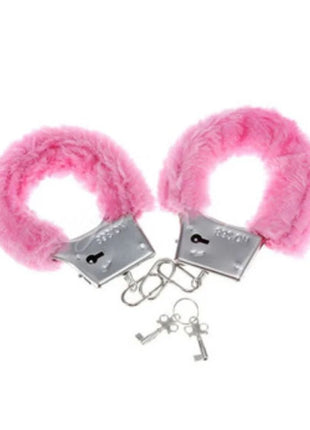 Diablo picante pleasure pelzhandschellen rosa mit pinken flauschigen pelz und silbernen metallverschlüssen und schlüsseln