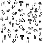 Schwarze line art quadratische untersetzer mit stilisierten männlichen genitalien in verschiedenen designs für diverty sex