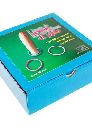 Blaues kartonset mit kana sutra 30 latexringen für diablo picante penisspiel erwachsenen verwenden