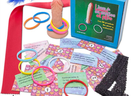 Tanfarbener silikon-dildo mit bunten latexringen am grund für penis-spiel diablo picante ringe