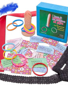 Tanfarbener silikon-dildo mit bunten latexringen am grund für penis-spiel diablo picante ringe