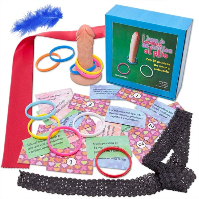 Tanfarbener silikon-dildo mit bunten latexringen am grund für penis-spiel diablo picante ringe