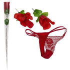 Roter spitzenstring mit floraler stickerei und zarten wellenförmigen kanten aus der diablo picante kollektion