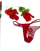 Roter spitzenstring mit floraler stickerei und zarten wellenförmigen kanten aus der diablo picante kollektion