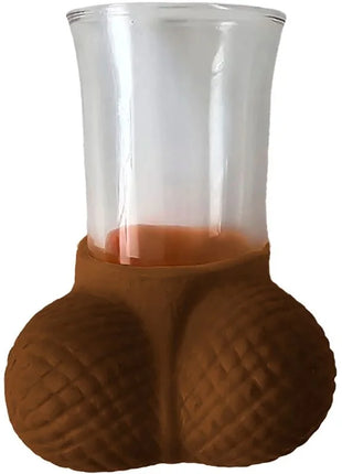 Diablo picante schnapsglas mit mulato-eiern braun strukturierte silikonbasis und klarem glasbecher oben