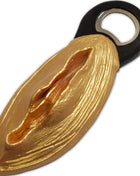 Diablo picante golden mandelförmiger flaschenöffner mit schwarzem ringgriff und silbernem ziehmechanismus