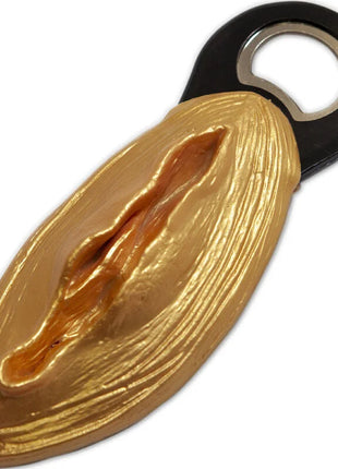 Diablo picante golden mandelförmiger flaschenöffner mit schwarzem ringgriff und silbernem ziehmechanismus