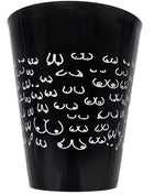 Schwarzer keramik shot glas mit weißem, stilisiertem brustmuster aus der serie diablo picante 500 ml