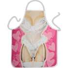 Diablo picante sexy damenschürze in pink mit weißer spitzen lingerie-optik und herzmustern