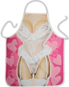 Diablo picante sexy damenschürze in pink mit weißer spitzen lingerie-optik und herzmustern