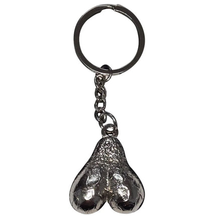 Silberner metall-schlüsselanhänger diabolo picante mit texturiertem birnenförmigem anhänger ideal für originelle geschenke