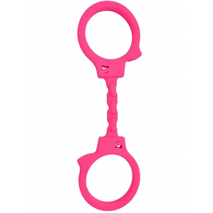 Pink silikon-handfesseln in form eines keychains für diverty sex spiele und accessoires