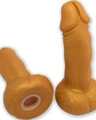 Oranger silikon dildo mit strukturierter oberfläche und abgerundetem sockel aus der serie diablo picante gold 22,5 cm