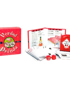 Diablo picante spiel verdad o prenda party game box in red with green dice logo, cards, two red dice, and instruction booklet