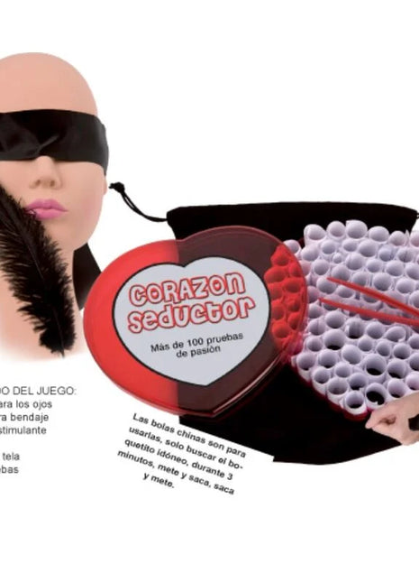 Rot und schwarzes herzförmiges spielbox mit glänzendem finish und 120 kleinen rosa zylindrischen röhren diablo picante