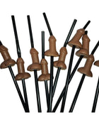 Braune schokoladenüberzogene strohhalme mit schwarzen plastikgriffen tasche mit 10 natürlichen strohhalmen für große penis