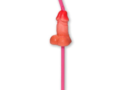 Rosa plastikstrohhalm mit durchsichtigem orangen henkel in phallusform aus der serie diablo picante tasche mit 5 natürlichen strohhalmen für große penis
