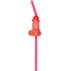 Rosa plastikstrohhalm mit durchsichtigem orangen henkel in phallusform aus der serie diablo picante tasche mit 5 natürlichen strohhalmen für große penis